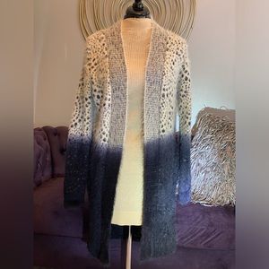 Ombre Eyelash shimmers Cardigan 37" long , only worn once